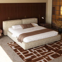 Cadres de lit de luxe en bois de pin doux avec revêtement en tissu coton et lin, robustes et durables, design Tatami, entretien facile, multi-tailles pour chambre à coucher