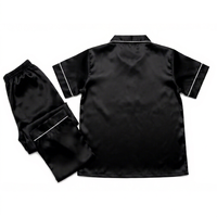 Ensemble de pyjama en satin de soie 100% pour femmes, manches courtes, col mandarin, couleur unie, style élégant, vêtements de nuit d'été