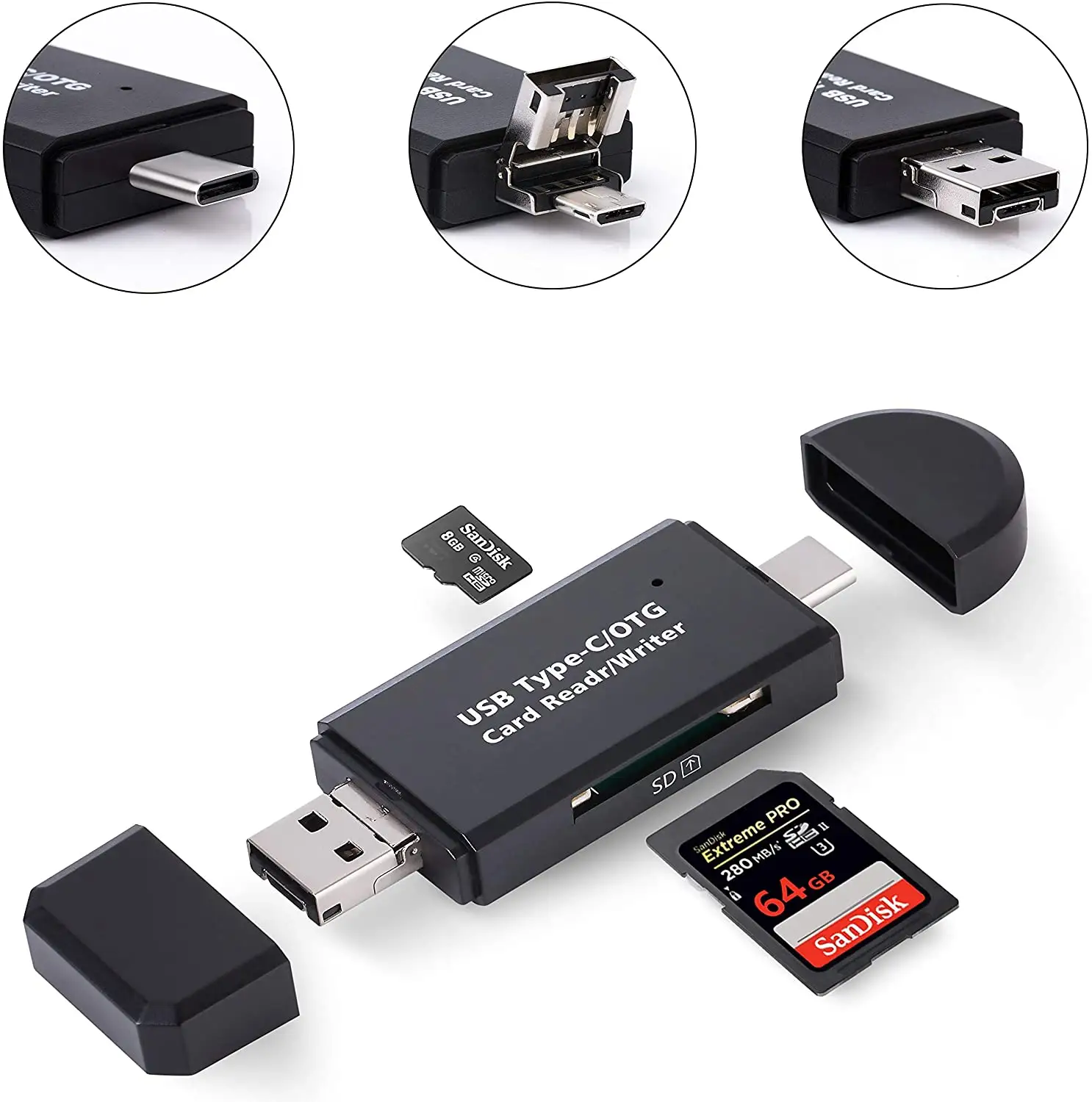 Multi機能3 1でUSB Type C Micro USB SD OTG SIM Card Reader USB 2.0 Camera Card ReaderためBusiness