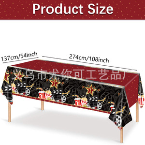 Movie Night Themed Party Tablecloth 137x274cm Disposable <b>Plastic</b> <b>Table</b> Cover For Birthday And Events - Product Image 4