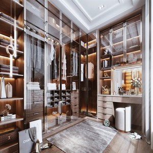 <span class=keywords><strong>Armario</strong></span> Vestidor Moderno con Puertas Corredizas de Vidrio con Marco Dorado Champán de Lujo Personalizado BALOM, <span class=keywords><strong>Armario</strong></span> con Iluminación LED Personalizada para Dormitorio - Product Image 2