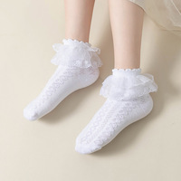 Chaussettes de danse latine pour enfants Chaussettes de danse pour filles Chaussettes de princesse fines en dentelle Coton pur Printemps Automne Dentelle blanche Filles d'été