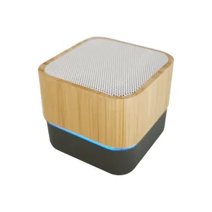 Bamboo Wood Square Mini Subwoofer Portable Wireless Speaker For Mobile Phone