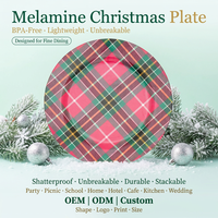 Assiette de Noël ronde creuse de 8 pouces en mélamine à motif écossais OEM ODM pour dessert, gâteau, biscuit, salade, apéritif, service de café