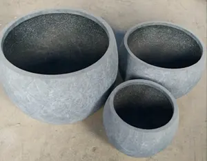 Natural fiberglass concrete polished ball planter pot with three sizes with best price low and good quantity