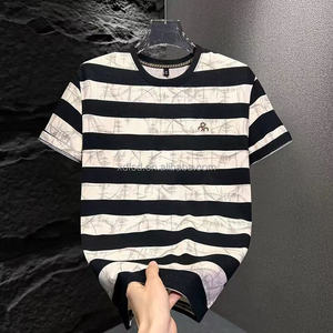 T-shirt Estiva da Uomo Personalizzata, Lussuosa, Casual, Retrò, alla Moda, Lavata, Sportiva, 100% Cotone, a Righe, a Mezza Manica, Vestibilità Ampia - Product Image 6