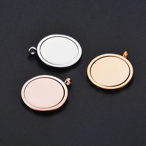Pendentif rond rotatif vierge en acier inoxydable poli, 3 couleurs, 25 mm, gravable pour collier DIY, dropshipping disponible - Product Image 1