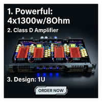 D Sınıfı 4 Kanallı 1U 4x1300W Dijital Aktif AC Güçlü 8 Ohm Profesyonel Subwoofer Stereo Ses Ekipmanı/amfileri/hoparlör