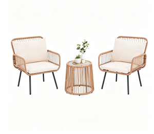Conjunto de Muebles de Jardín de 3 Piezas, Tejidos a Mano, de Ratán Sintético Resistente a la Intemperie, para Patio, Balcón o Terraza - Product Image 1