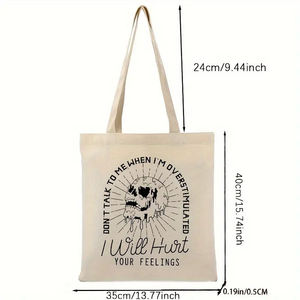 Sac fourre-tout en toile avec imprimé squelette « <span class=keywords><strong>Ne</strong></span> me parlez <span class=keywords><strong>pas</strong></span> quand je suis surstimulé », sac de voyage et de courses réutilisable pour femme, sac à bandoulière - Product Image 6