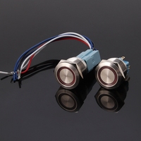 Interrupteur à bouton-poussoir LED momentané ou à réinitialisation, étanche, en acier inoxydable rouge 25 mm, 12 V, certifié TUV CE