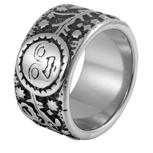 yunnique Men's Gold Tone <b>Titanium</b> Steel <b>Ring</b> Sun Moon Star Vine Pattern Wedding Band Gift Jewelry - Product Image 5