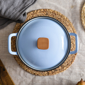 Casserole multifonctionnelle à double anse de 22 cm, <span class=keywords><strong>faitout</strong></span>, pot à pain, en fonte émaillée antiadhésive, casserole à soupe - Product Image 2