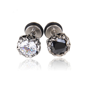 Trendy Retro Zircon <b>Stud</b> <b>Earrings</b> Round Geometric Bezel Setting Zinc Alloy Unisex Fashion Jewelry - Product Image 1