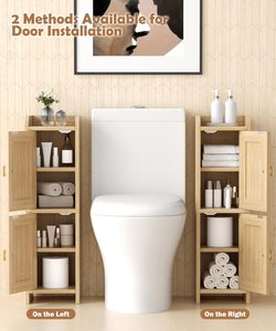 Meuble de salle de bain moderne et étroit, rangement <span class=keywords><strong>pour</strong></span> papier <span class=keywords><strong>toilette</strong></span>, organisateur d'angle <span class=keywords><strong>en</strong></span> <span class=keywords><strong>bois</strong></span> mince, étagère réglable à 4 niveaux <span class=keywords><strong>pour</strong></span> petits espaces - Product Image 5