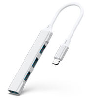 Hub USB 3.0 avancé à 4 ports en alliage d'aluminium, convertisseur USB 4-en-1 haute vitesse pour ordinateur portable, iPad, téléphone portable, disque dur
