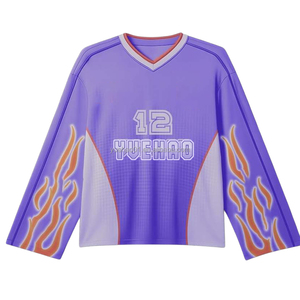 <span class=keywords><strong>Maillot</strong></span> de sport rétro à manches longues personnalisé avec col en V et imprimé camouflage à rayures par sublimation pour homme – <span class=keywords><strong>Hockey</strong></span> sur glace, football, basketball - Product Image 3