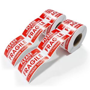 Etiqueta Adhesiva de Advertencia, Hoja de Etiquetas de Envío de Papel Frágil, Roja, Impermeable, Personalizada, Bolsa de Plástico para Envío Exprés + Cartón Resistente - Product Image 3