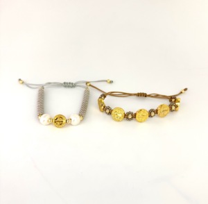 Nueva llegada pulsera religiosa hecha a mano buena suerte oro astilla cuentas perla Jesús pulsera ajustable joyería para Mujeres Hombres - Product Image 1