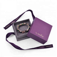 Boîte à bijoux de luxe en carton violet, boîtes cadeaux en papier en gros avec ruban, pour bagues, pendentifs, bracelets, emballage de bijoux UV Advantage