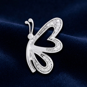Pendentif Papillon en Moissanite Ronde en Argent Sterling et Or – Cadeau Adorable - Product Image 2