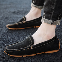 Mocassins pour hommes en cuir véritable respirants, best-seller transfrontalier d'été, chaussures décontractées à enfiler, grande taille, bout carré