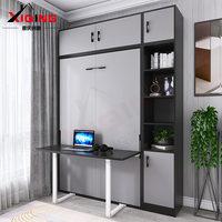 Lit pliant multifonctionnel invisible intégré au bureau (lit escamotable) pour l'étude: bureau, mur, rabat, armoire, bibliothèque