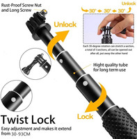 94Cm Aluminium Uitschuifbare Handheld Selfie Stok Telescopische Pole Voor Gopro Hero 9 8 7 6 5 4 3 osmo Action Xiaoyi Eken