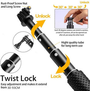 Bâton de Selfie portable extensible en alliage d'aluminium 94cm, perche télescopique pour GoPro Hero <span class=keywords><strong>9</strong></span> 8 7 6 5 4 3 OSMO Action Xiaoyi <span class=keywords><strong>Eken</strong></span> - Product Image 2