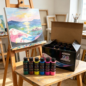 Ensemble de peinture acrylique non toxique personnalisable de 24 couleurs, peintures pour l'art et l'artisanat, cadeaux pour artistes, enfants, débutants et peintres - Product Image 6