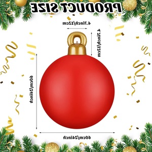 Boules de Noël gonflables floquées 60 cm, décorations de jardin pour les fêtes de plein air, ornements de Noël en PVC pour la décoration de patio et de fête - Product Image 4