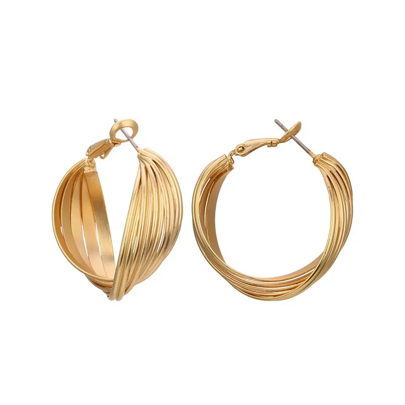 Vente en gros sur mesure Bijoux en laiton Plaqué or 18K Grandes boucles d’oreilles large noeud pour les femmes