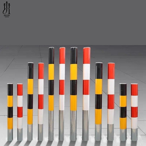 عمود مرور 100 سم (40 بوصة) من البلاستيك والبولي يوريثان، عمود تحذير مروري مرن للسلامة على الطرق مع أشرطة عاكسة - Product Image 1