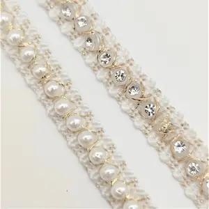 Bargin Deals On Beautful Wholesale pearl beaded lace trim 