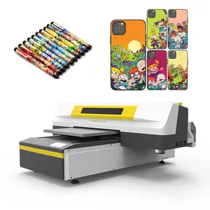 Digitale Leinwand Flasche Telefon hülle weiße Tinte UV-Drucker Druckmaschine Lack automatische kleine Flach bett 6090 UV-Drucker a3 a4