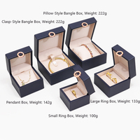 Boîte à bijoux rectangulaire simple en cuir PU, fabriquée à la main, de luxe, pour bagues, colliers, bracelets et accessoires