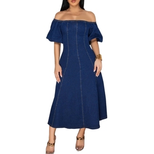 Vestidos Largos de Mezclilla con Cuello Redondo y Manga Corta para Mujer, Nuevo Estilo - Product Image 2
