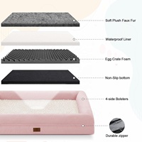 Lit pour chien géant, rectangulaire, solide, imperméable, en velours cristal, avec coussin orthopédique en mousse alvéolée, pour grands chiens, personnalisable OEM