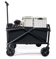 Chariot de camping d'extérieur, mini chariot de courses noir 30 kg, chariot de marché portable pliable, chariot à bagages, remorque de camping, chariot de pique-nique
