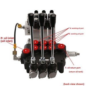 Distributeur hydraulique manuel multivoies à quatre voies, raccord 3/8 et 1/2, 315 bars, 20 GPM, 60 L/min - Product Image 6