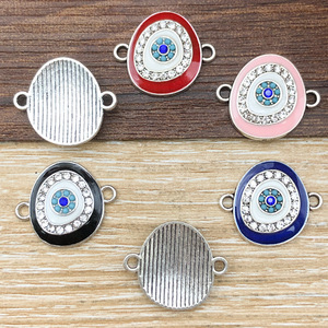 Pendentif œil porte-bonheur ovale en zircone cubique, accessoires de bijoux DIY, composants en alliage multicolores pour projets créatifs - Product Image 4