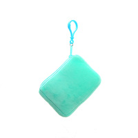 Étui pour écouteurs en peluche couleur unie, forme carrée, avec fermeture ouverte, couleur bonbon, simple, cadeau