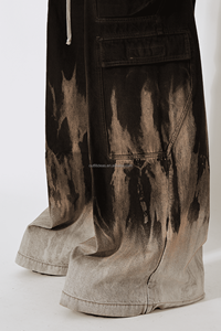 Pantalones Cargo Jumbo de Algodón 100% con Ojales, Pierna Ancha, Largos y Rectos, con Estampado de Llamas Solares, Negros, para Hombre, de Pierna Ancha y Entrepierna Baja - Product Image 5