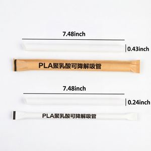 Pailles à boire biodégradables en PLA, longueur 7,48 pouces, diamètre 0,24 pouce, emballées individuellement pour le camping en plein air - Product Image 2