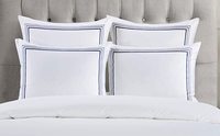 Parure de Lit Luxe en 100% Coton Couleur Unie Broderie Lignes avec Taie d'Oreiller et Housse de Couette