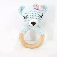 Poupée Animal en coton biologique doux, jolis jouets hochet au Crochet, anneau de dentition artisanal, silicone de qualité alimentaire, vente en gros