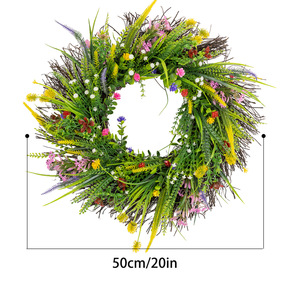 Ghirlanda di Fiori Selvatici Primaverile ed Estiva per Porta d'Ingresso, Ghirlanda Artificiale di Fiori Secchi, Fiori Conservati di Ranuncolo e Piante Verdi - Product Image 5