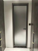 Porte battante de salle de bain ultra-étroite en alliage d'aluminium, porte en verre trempé étanche et résistante à l'humidité pour salle de bain d'appartement haut de gamme