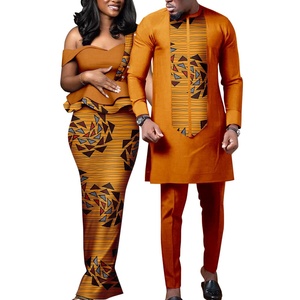 Robes africaines slim fit en coton écologique pour femmes, ensembles assortis <span class=keywords><strong>Bazin</strong></span> pour couples, tenues de soirée pour hommes, chemises et pantalons pour <span class=keywords><strong>mariage</strong></span> - Product Image 2