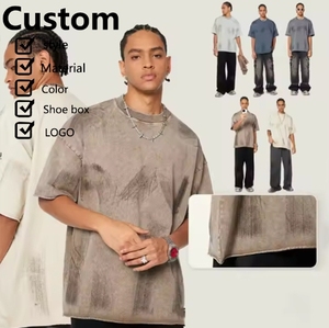 เสื้อยืดผู้ชายทรงโอเวอร์ไซส์ผ้าฝ้าย100% ซักได้เสื้อเชิ๊ตผู้ชายทรงบ็อกซี่เข้ารูปเสื้อผ้าแขนสั้นใส่ได้ทั้งชายและหญิงผ้านิ่มดีไซน์พิมพ์ลายได้ - Product Image 1